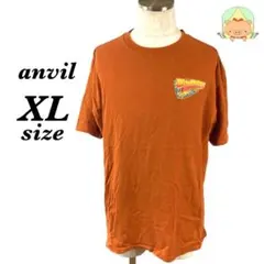 anvil XL 半袖Tシャツ バックグラウンドプリント ブラウン コットン