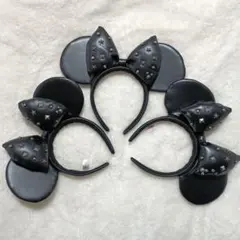 スタッズ付きミニーちゃん耳カチューシャ3個セット