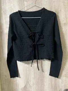 GRL リボン付きブラックカーディガン