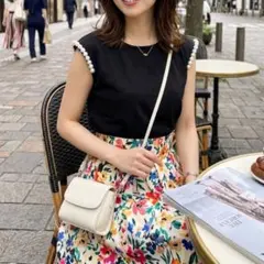 tocco closet トッコクローゼット 肩パール付き カットソー ブラック