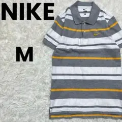 NIKE ナイキ　ボーダー　ポロシャツ　刺繡ロゴ　Mのサムネイル