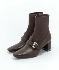 【美品】 RANDA キルティングバックルニットドッキングブーツ