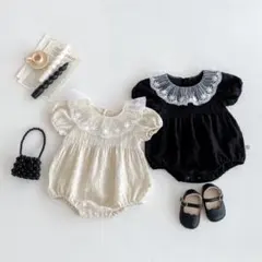 【人気No.1】白黒レース 2点セット 韓国ベビー服