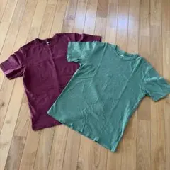 UNIQLO U Tシャツ 2枚セット コットン100% Lグリーン バーガンデ