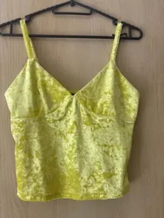 FOREVER21 ベロア キャミソール トップ イエロー Sサイズ
