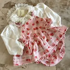 パンプルムース　いちご　ロンパース　ミルキースーツ　リボン