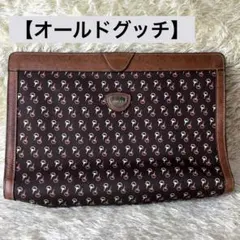 【極レア】オールドグッチ ▽ クラッチバッグ▽ホースビット柄▽本革&キャンバス