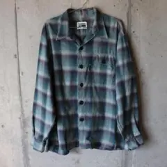 Paul simith オンブレ 開襟チェックシャツ デカボタン