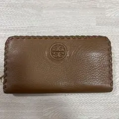 TORY BURCH ラウンドファスナー 長財布 ブラウン 編み込みのサムネイル