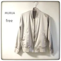 MURUA 光沢サテン調 ジップブルゾン F ベージュ カジュアル