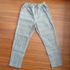 パンツ ズボン スラックス グレンチェック ウエストゴム フルレングス130cm