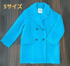 ZARA 水色 ダブルブレストコート Sサイズ