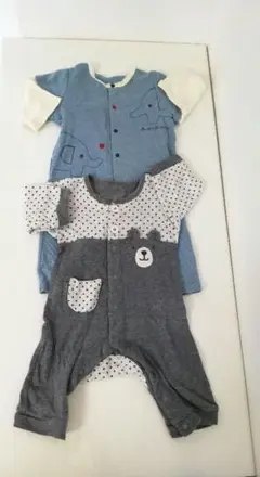 ロンパース2着セット 赤ちゃんの城·ゾウ ベルメゾン·クマ