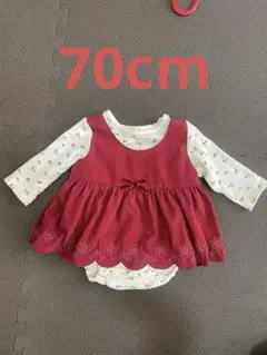 花柄ロンパース付きコーデュロイワンピース