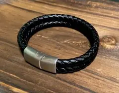 編み込みレザー サージカルステンレス ブレスレット #8