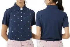 マリクレール　半袖ポロシャツ　ネイビー星柄６Ｌ