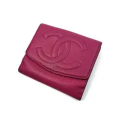 シャネル CHANEL 長財布 ラウンドファスナー ココマーク 赤 キャビア
