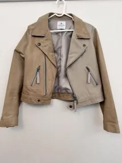 LANVIN en Bleu ベージュ レザーライダースジャケット