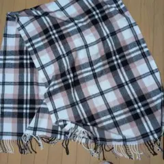 チェック柄ストール 大判 ピンク ブラック