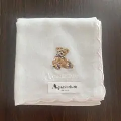 Aquascutum クマ刺繍 ハンカチ アクアスキュータム　テディベア刺繍