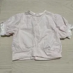 ピンクストライプシャツ　80