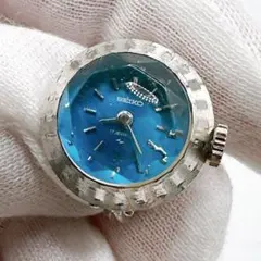 希少 SEIKO 手巻き ブルー リングウォッチ 時計 ヴィンテージ 17石