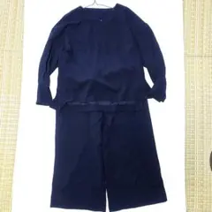 【未使用品】crafted 　ワイドパンツ　セットアップ　L ネイビー