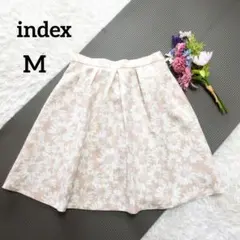インデックス　膝丈フレアスカート　花柄　M　ウエストゴム　ピンクベージュ6628のサムネイル