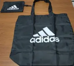 【新品　未使用】adidas エコバッグ ブラック　ナイロンバッグ　トートバッグ