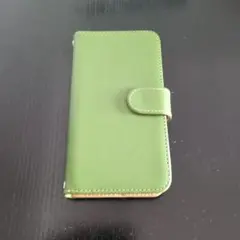 上*ぃ様 グリーン 手帳型ケース カードポケット付き