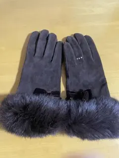 未使用　ファー付き手袋　シンプルデザイン