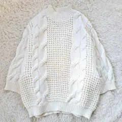 24SS 定価3.5万 ダブルスタンダードクロージング ケーブルニット8～9分袖