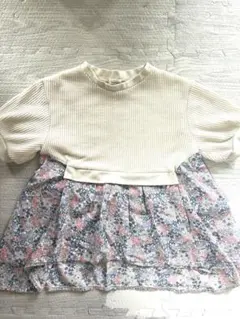 フラワープリント 半袖ニット