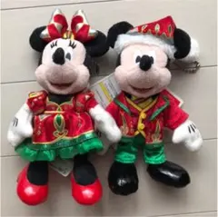 ミッキー ミニー ぬいぐるみバッジ クリスマス