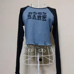 DAZY 長袖クロップドTシャツ グレー/黒 Lサイズ　小