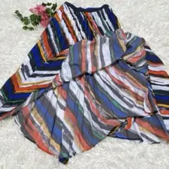 美品【フリー】レリタージュ マルティニーク　ラップ仕様 プリーツスカート