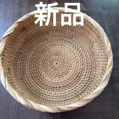 新品　ラタン製 丸型バスケット 大　雑貨のサムネイル