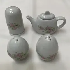ノリタケ 昭和レトロ 花柄 陶器製 醤油さし 調味料入れ 4点セット