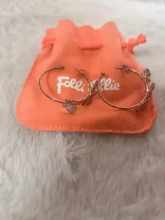 素材S925】Folli Follie バタフライモチーフ フープピアス 巾着付
