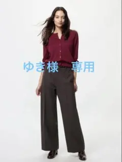 ユニクロ　ブラッシュドジャージーワイドパンツ　ダークブラウンM