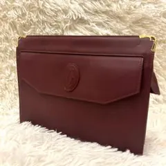 カルティエ Cartier マストライン レザー クラッチバッグ ボルドー