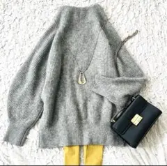 極美品　スピック＆スパン　ラクーンファーニット　ふわふわボトルネックプルオーバー