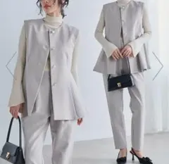 RANAN グレイッシュベージュ　セットアップ　M