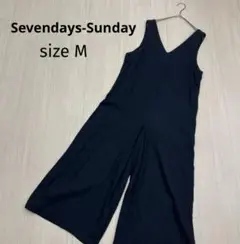 Sevendays-Sunday リネン レーヨン サロペット ネイビー M