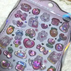 オーロラ　うさぎ　ももいろ　ボンボンドロップシール　ちゅるきら