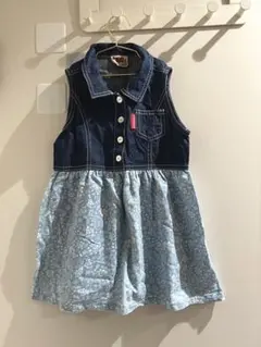 子供服　キッコリー　100 ボタニカル柄デニムシャツ風ワンピース　ノースリーブのサムネイル