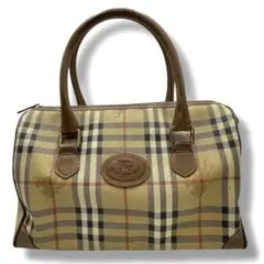 バーバリー PVC レザー ミニボストンバッグ ノバチェック ホースロゴ