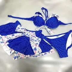 ru レディース 水着 3点セット ドット柄 花柄のサムネイル
