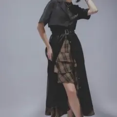 【HARE】ジャケットライクシアーワンピース ブラックのサムネイル