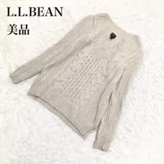 L.L.BEAN ニット ケーブル編み カシミヤ混紡 ベージュ XS U485のサムネイル